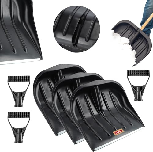 KADAX Pelle à neige 46 x 39,5 cm Pelle à neige sans manche Déneigeuse avec bord en tôle de zinc, pelle à neige en plastique (3, noir)