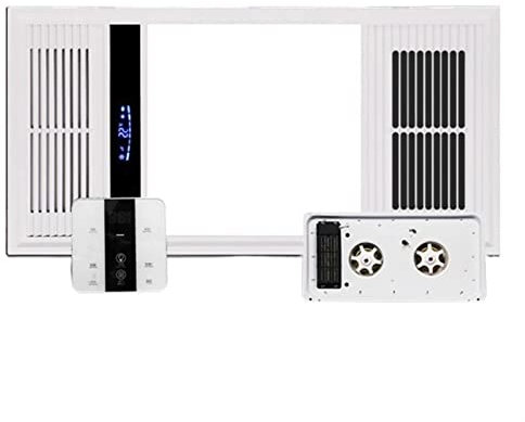 Exhaust Fan 3 in 1 Bathroom Ventilator Fan with LED Lights and Heater, Ceiling Integrated Exhaust Fan with Hot&Cold Wind, 30×60CM Rectangular Ventilator Fan Vent Fan (Color : Remote White)