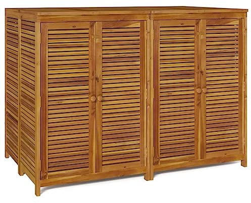 Makastle Gartenlager Gartenschrank Geräteschuppen Werkzeugschrank Outdoor Schrank Gartenbox mit Innenbeutel, 140x87x104 cm Massivholz Akazie