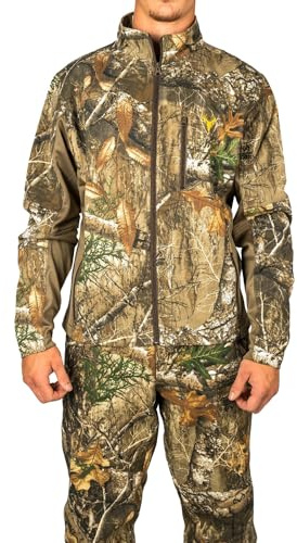 HOT SHOT Men’s Flannel Lined Camo Hunting Jacket – Camouflage Outdoor Jacket for Men, Realtree Edge, L