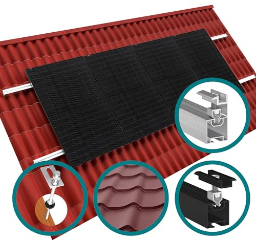 2x doitBau Basis-Montageset Klickfix 200mm Wellblech/ -Faserzement schwarz für Solarmodule befestigen Photovoltaik Halterung Befestigung PV Montage Set Modul Schrägdach Dach Flachdach