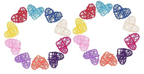 PRETYZOOM 20 STK Valentinstag Herz Rustikale Hochzeitsdeko Foto-Requisiten Natürliches Weidengeflecht Heimdekorationen Tischdekoration Herz- Haushalt Spielzeug Rattan