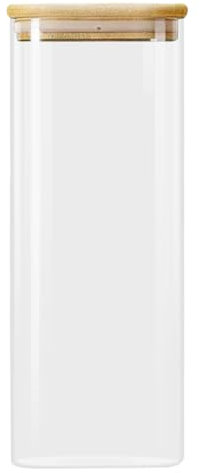 Cozylkx Barattoli di Vetro Quadrati da 2000 ml con Coperchio Ermetico in bambù, Barattoli Trasparenti per Alimenti, Contenitori per Farina, tè, caffè, Fagioli, Zucchero, Snack, Caramelle