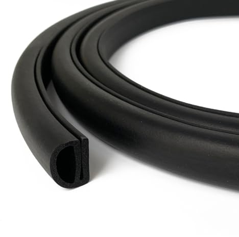 E Shape Foam Rubber Seal Strip, EPDM Rubber Weather Stripping Gasket for Auto, Boat, Garage Door/Window, Refrigerator Door Replacement Gasket, Machinery, Home Application and More, Black(13Feet)