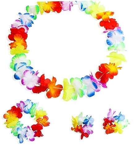 LIFKOME 7-teiliges Hawaii-party-kleidungsset Mit Kranz Blätterrock Ananasbrille Und Haarnadeln Für Luau-party Strand Oder Mottoparty