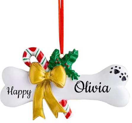 Personalisierter Weihnachts-Hundeknochen-Anhänger, Hundeknochen-Form-Harz-Anhänger, erstes Weihnachten des Welpen, Neuer Hund, erstes Haustierbesitzer-Souvenirgeschenk, individueller Name