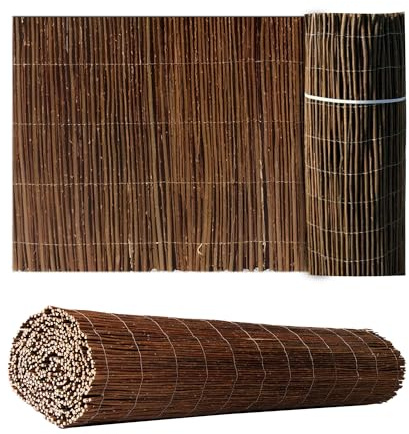 Willow Natural Garden Fence Panel Screening Rolls, Outdoor Privacy Fence Screen, Artificial Gardening Screening Willow Fencing, Privacy Border Wind & Sun Protection (1.2 X 4M)