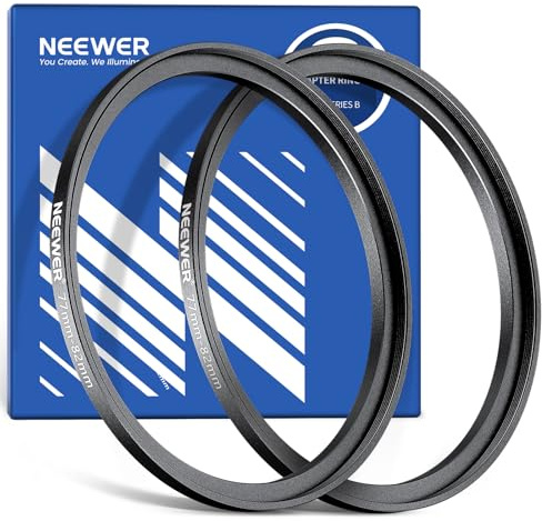 Neewer Adattatore ad anello Step Up da 77-82 mm (2 pezzi) con panno per la pulizia, anello adattatore ultra sottile in lega di alluminio per obiettivo fotocamera da 77 mm per utilizzare filtri da 82