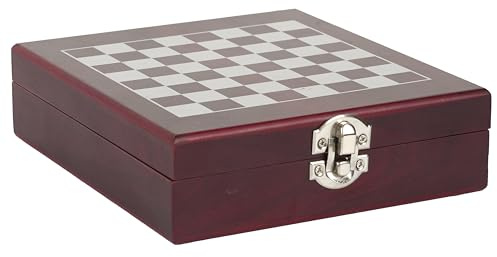 COOK CONCEPT - KV0018 Set de Vino 4 Piezas con Tablero de Ajedrez - Accesorios Completos para Degustación y Aperitivo - Diseñado para Regalo - Tamaño Único - Color Marrón