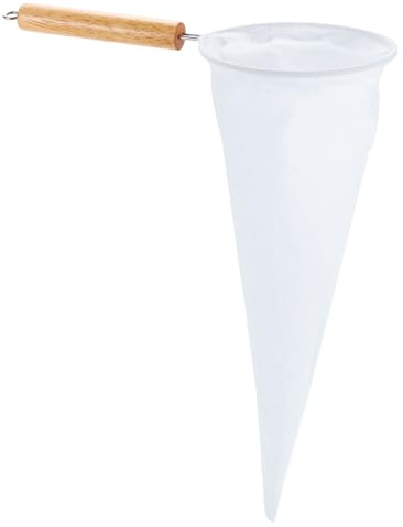 sourcing map Filtros para verter café, bolsas de filtro de tela de franela con mango de madera, colador de calcetines de café reutilizable hecho a mano, color blanco