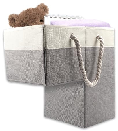 Stair Basket Organiser,Foldable L-Shaped Staircase Organiser with Handles with Handle,Staircase Stair Tidy Step Storage for Stairs, Laundry, Toys, Nursery