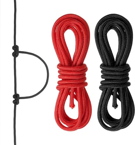 sourcing map 10 Feet Archery D Loop Rope String Nocking Loop Rope Serving Thread Release Material for Compound Archery Bowstring(Black/Red, Pack of 2)
