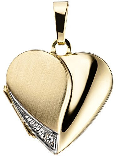 Medaillon Herz Anhänger zum Öffnen mit Zirkonia 333 Gold Gelbgold für Damen