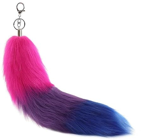 Nocyclonic Fox tail Fell Schwanz Keychain Extra Tierschwanz Anhänger etwa 40cmGroß Schlüsselring Tasche Zusätze Auto Schlüsselketten Anhänger Weich Flaumig Dicht Dekoration (B)