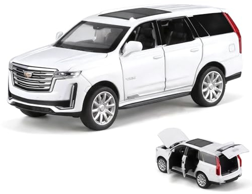 BGHSCA 1/32 Kompatibel mit Escalade SUV-Modellauto, Spielzeugauto aus Metall mit Sound und Licht für Kinder, Jungen, Mädchen und Erwachsene, Geburtstagsgeschenk (weiß)