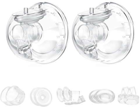 Momlacto Milk Collector Cup Compatible with Momcozy S12 Pro/S9 Pro Breast Pump, 2Set Replacement Pump Parts with Collector, Duckbill Valve, Flange, Diaphragm, Linker, Not for S12/S9 (24mm)