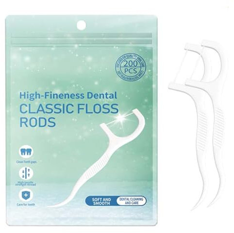 tiyiyok 200 Pièces Fil Dentaire, Fil Dentaire avec Manche, Cure Dent Plastique, Nettoyer les Dents et les Gencives, Prenez Soin de Votre Hygiène Bucco Dentaire