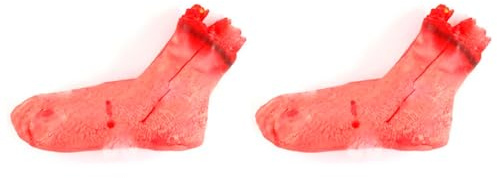 Tradineur - Pack de 2 pies cortados con sangre, plástico, decoración, adorno, Halloween, carnaval, fiestas temáticas, terror, casa embrujada - 25 cm