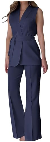 2024 Blazer Donna Elegante Casual Affari Retro Ufficio Gilet con Bottone Primavera Giacca Taglie Forti Tinta Unita Blazer Ufficio e Lavoro Tailleur da Cerimonia Senza Maniche Completo Tuta Donna