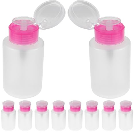 Flacon Pompe pour Dissolvant à Ongles 150ml Plastique Rose, Lot de 10 | Distribution Précise du Liquide, Nettoyage des Ongles sans Effort, Usage Maison ou Atelier