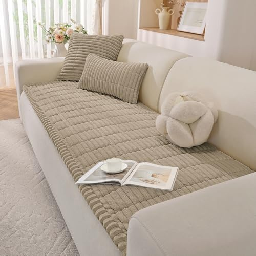 YSTELLAA Sofföverdrag 1/2/3/4 Sits Mjukt Flanell, Halkfritt Soffskydd For Sectional Couch, Universellt Sofa Cover, L-Format Möbelskydd För Vardagsrum(Brun, 70x210cm) | Hörnfena, sofföverdrag med vänster/höger Meridian, halkfri, fläckfri, sofföverdrag