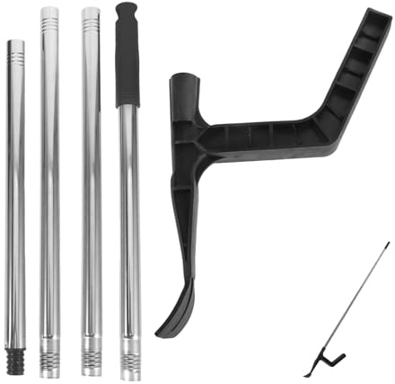 POPETPOP Nettoyeur de Gouttières à Manche Long Réglable 1,6 M en Plastique Solide, Pelle à Feuilles Détachable pour Nettoyage Gouttières et Débris de Toiture, Outil Léger pour Entretien
