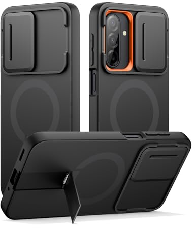 SURITCH Magnetic Case Compatible with Samsung Galaxy A17 5G/A26 5G with Camera Cover & Adjustable Metal Kickstand Shockproof Bumper Case Slim Protective Cover for Galaxy A17 5G/A26 5G, Black