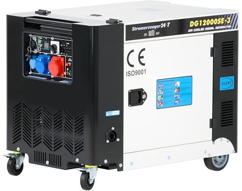 Pro-Lift-Montagetechnik Silent Diesel Stromaggregat 11KVA 230V/400V Elektrostarter 8500W Stromerzeuger DG12000SE3-01410