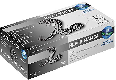 3S SuperSamaStore Guanti Monouso in Nitrile Black Mamba, Comodi Guanti Mono-Uso a Alta Resistenza per Manutenzione, Fai da Te, Officina e Pulizie Professionali, Confezione 50 Paia, Taglia M, Nero