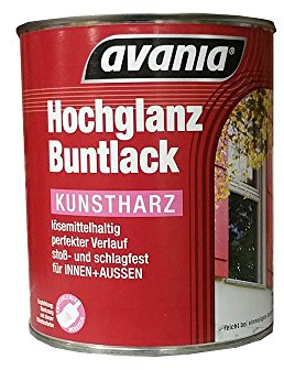 Avania Hochglanz Buntlack/weiß / 750 ml / (Kunstharzlack) für Innen und Außen/Malerqualität v. Fachmann für Holz, Putz,Beton, Mauerwerk, Kunststoff,Eisen, Stahl, Metall,Zink, Aluminium, Kupfer