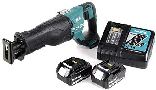 Makita djr 187 RT 18 V Li-Ion DJR181ZK – Sierra + 2 x 5,0 Ah Batería + Cargador, sin maletín