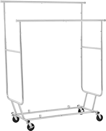 Yaheetech Grande Portant à Vêtements Hauteur Réglable 139-164 cm Argenté