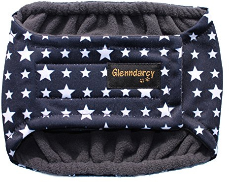 Glenndarcy Männlicher Hundewindeln Bauchband - Blue Stars Large Band & 2 Washable Pads