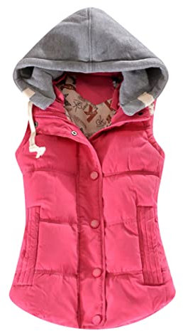 OMZIN Gilet sans manches matelassé pour femme Gilet sans manches chaud et léger Fuchsia XXL