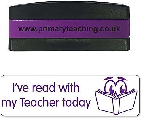 Stackable I've Read with My Teacher Today Pre Inked School Teachers Feedback Marking Stamper Stamp 44x13mm Primary Teaching Services (Purple)