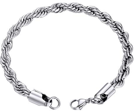 GOLDCHIC JEWELRY 3MM 6MM Rope Chain Bracelet for Men Women, Stainless Steel/Gold Plated Twist Rope Bracelets Chain - 21CM