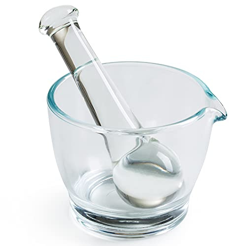 Ultrassist 227 ml Glasmörser und Stößelschale, Medizinmühle und Mixer für Apotheke oder Wissenschaftslabor