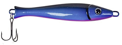 Rhino Premium Big Head Pilker Angelköder für das Meeres-Angeln Kunstköder für große Tiefen in Norwegen in klassicher Form, scharfe und stabile Drillings-Angelhaken, schwarz/blau/lila, 100 g