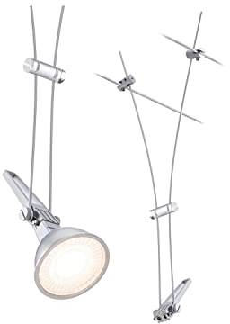 Paulmann 94487 CorDuo Cable System – Single Spot Comet DC 12 V, Max 50 Watt Extendable Wire Cable System Matt Chrome Metal GU5.3 Without Bulbs