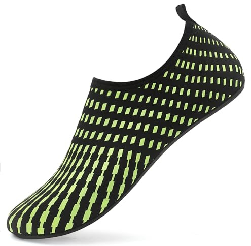 LUEDKA Wasserschuhe Herren Damen Badeschuhe Schnelltrocknend Schwimmschuhe Aquaschuhe Atmungsaktiv Tauchschuhe Slip on Strandschuhe (Grün,41 EU)