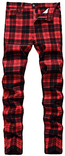 NOVOCCT Plaid Panst Herren-Chinohose, schmale Passform, schmale Passform, lässig, Business, Chinohose