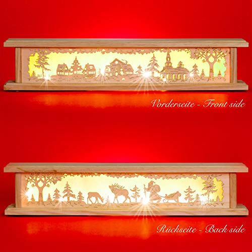SIKORA LED Schwibbogenbank beleuchtete Holz Schwibbogen Erhöhung Lichterbogen Bank inklusive Netzteil 2 Motive 2 Längen B:8cm, Farbe | Modell:Länge 57 cm (B21)