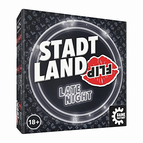 Game Factory 646311 Stadt Land Flip Late Night, das superschnelle Wortspiel für Erwachsene, für 2-6 Spieler ab 18 Jahren, Reisespiel in der praktischen Kartonbox, Weiß | für Erwachsene, für 2-6 Spieler ab 18 Jahren, Reisespiel in der praktischen Kartonbox