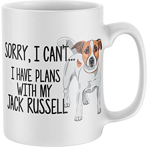 Purple Print House Jack Russell Mug Sorry I Can't I Have Plans With My Jack Russell Tea Coffee Cup Unisex Funny Birthday Gifts For Puppy and Dog Owners