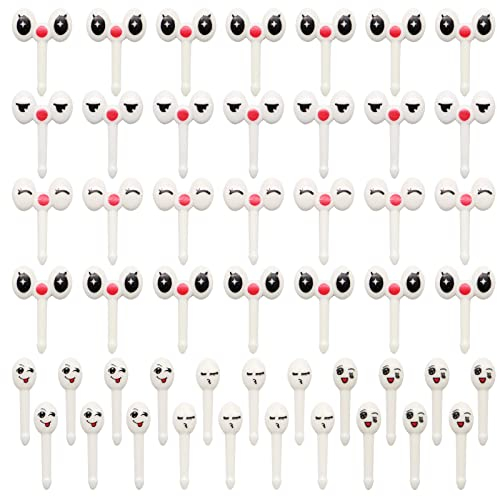 VEGCOO 70 Stück Food Picks, Niedlich Mini Augen Obstgabeln Kinder Plastik Bento Box Zubehör für Kinder/Erwachsene