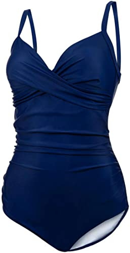Aqua Speed Vivian Badeanzug für Damen | Bademode Bauchweg | Badebekleidung Frauen | Damenbadeanzug einteilig elegant | Frauenbadeanzug Einteiler | One Piece Swimsuit - Navy Blau - Gr 42