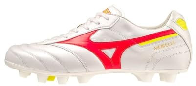 Mizuno Morelia 2 Elite MD Fußballschuhe für Herren, Weiß/Rot, Weiß (Fiery Coral 2 Bolt 2), 45 EU
