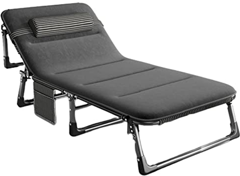 BUJOG Campingbett für Erwachsene mit Kissen und Kissen, tragbares Klappbett zum Schlafen, 4 verstellbare Einzel-Zustellbetten, ausklappbares Bett für Schlafzimmer,A,75cm