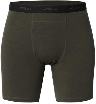 ACUSHLA Calzoncillos bóxer de Lana Merino para Hombre, Ropa Interior Suave | Calzoncillos tipo bóxer de 95% lana merino para hombre como capa base transpirable para exteriores, senderismo, correr