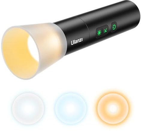 ULANZI LM07 LED Photography Flashlight w 1/4 Thread, Handheld Videography Light Spotlight 2000K-5500K-8000K Bi-Color Zoomable 2000mAh Rechargeable Portable Video Light for Camera Tripod Stand Cage | 2000K - 8000K, Ultra Brightness, Double Colour Temperature, Auxiliary Light for Photography, Screw Hole of 1
